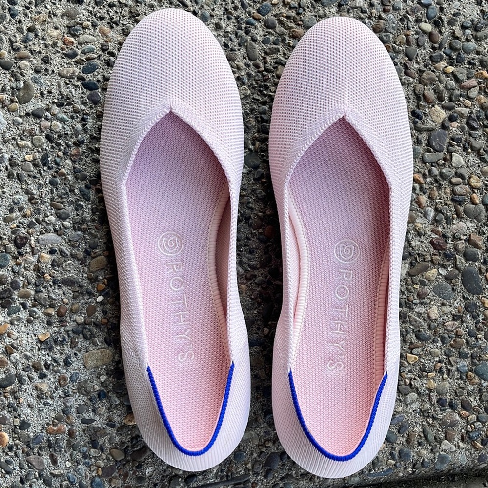 Pale pink Rothy’s flats